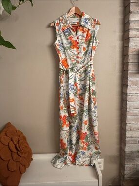 MELISSA LANE - VINTAGE Floral Button-Front Midi‎ Dress